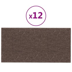 vidaXL Paneles de pared 12 uds tela gris taupe 60x30 cm 2,16 m²