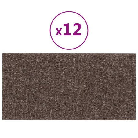 vidaXL Paneles de pared 12 uds tela gris taupe 60x30 cm 2,16 m²
