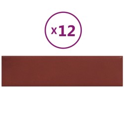 vidaXL Paneles pared 12 uds cuero sintético rojo tinto 60x15 cm 1,08m²