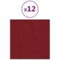 vidaXL Paneles de pared 12 uds terciopelo rojo tinto 30x30 cm 1,08 m² vidaXL Paneles de pared 12 uds terciopelo rojo tinto 30x30 cm 1,08 m²