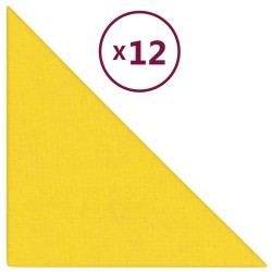 vidaXL Paneles de pared 12 uds tela amarillo claro 30x30 cm 0,54 m²