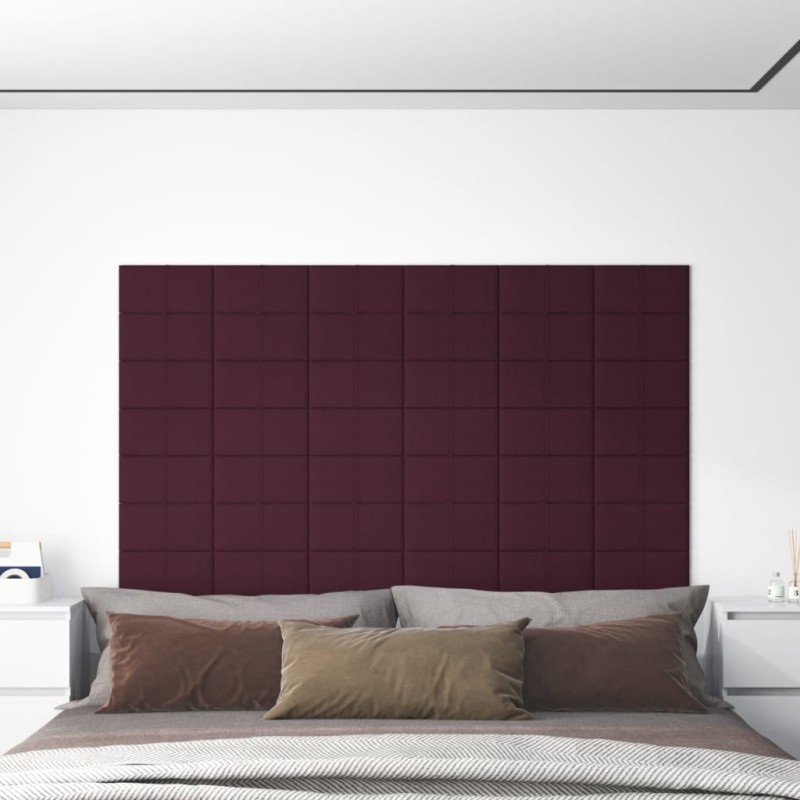 vidaXL Paneles de pared 12 uds tela morado 30x15 cm 0,54 m² vidaXL Paneles de pared 12 uds tela morado 30x15 cm 0,54 m²