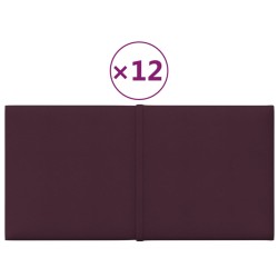 vidaXL Paneles de pared 12 uds tela morado 30x15 cm 0,54 m²