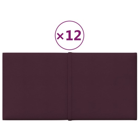 vidaXL Paneles de pared 12 uds tela morado 30x15 cm 0,54 m²