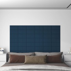 vidaXL Paneles de pared 12 uds terciopelo azul 30x15 cm 0,54 m²