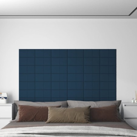vidaXL Paneles de pared 12 uds terciopelo azul 30x15 cm 0,54 m²