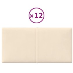vidaXL Paneles de pared 12 uds terciopelo crema 30x15 cm 0,54 m²