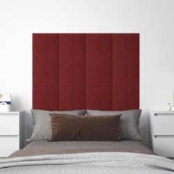 vidaXL Paneles de pared 12 uds tela rojo tinto 30x30 cm 1,08 m²