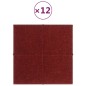 vidaXL Paneles de pared 12 uds tela rojo tinto 30x30 cm 1,08 m²