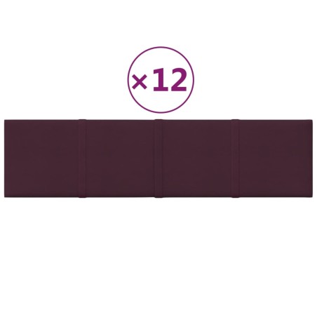 vidaXL Paneles de pared 12 uds tela morado 60x15 cm 1,08 m²