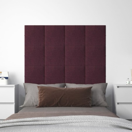 vidaXL Paneles de pared 12 uds tela morado 30x30 cm 1,08 m²