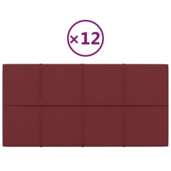 vidaXL Paneles de pared 12 uds tela rojo tinto 60x30 cm 2,16 m²