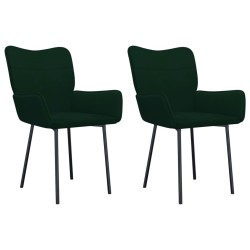 vidaXL Sillas de comedor 2 unidades terciopelo verde oscuro