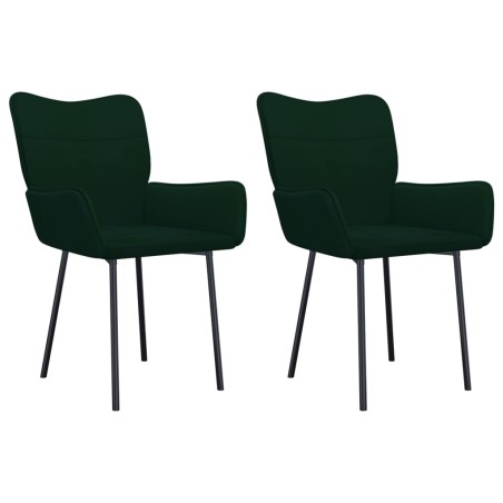 vidaXL Sillas de comedor 2 unidades terciopelo verde oscuro