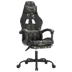 vidaXL Silla gaming giratoria y reposapiés cuero sintético