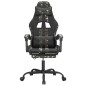 vidaXL Silla gaming giratoria y reposapiés cuero sintético