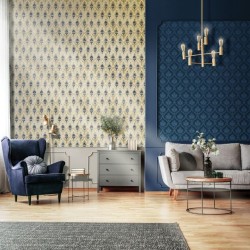 Noordwand Papel de pared Topchic Classic Ornaments azul marino