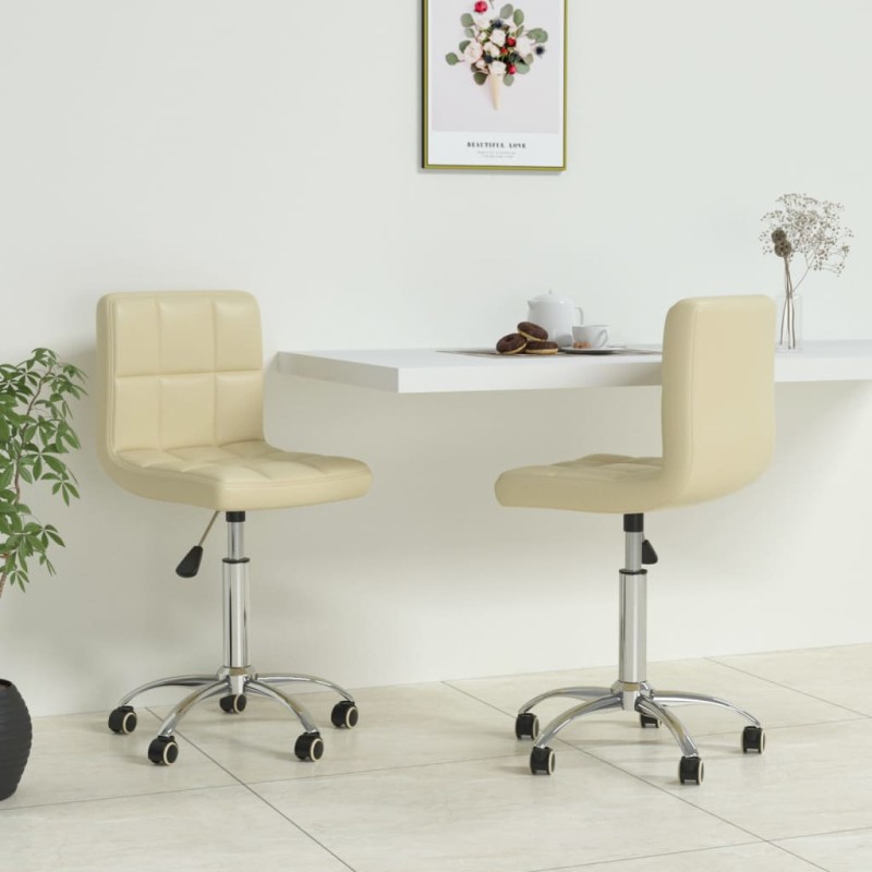 vidaXL Sillas comedor giratorias 2 unidades cuero sintético crema vidaXL Sillas comedor giratorias 2 unidades cuero sintético crema