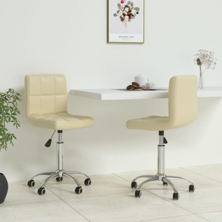 vidaXL Sillas comedor giratorias 2 unidades cuero sintético crema