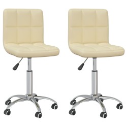 vidaXL Sillas comedor giratorias 2 unidades cuero sintético crema