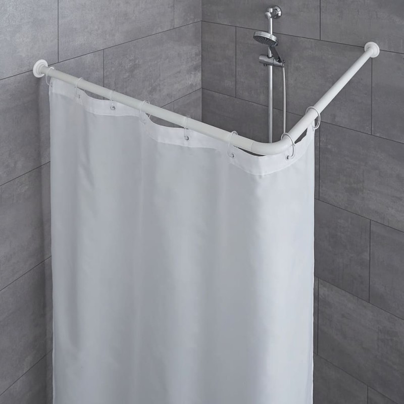 Kleine Wolke Barra esquinera para cortina de ducha blanco 90x90 cm Kleine Wolke Barra esquinera para cortina de ducha blanco 90x90 cm