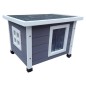 @Pet Casa de exterior de gato XL madera gris y blanco 68,5x54x51,5 cm @Pet Casa de exterior de gato XL madera gris y blanco 68,5x54x51,5 cm