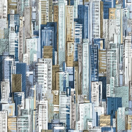  Noordwand Papel pintado Friends & Coffee Cities and Skyline azul 