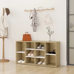 vidaXL Banco zapatero contrachapada blanco y roble103x30x54,5 cm