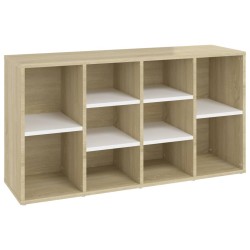 vidaXL Banco zapatero contrachapada blanco y roble103x30x54,5 cm