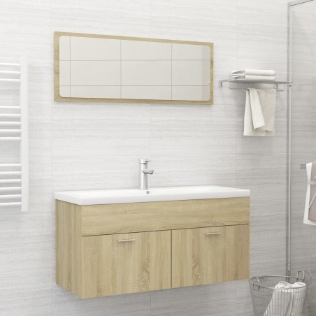 vidaXL Set de muebles de baño 2 pzas contrachapada roble Sonoma