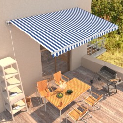 vidaXL Toldo automático retráctil azul y blanco 500x300 cm
