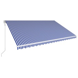 vidaXL Toldo automático retráctil azul y blanco 500x300 cm