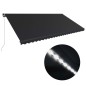 vidaXL Toldo retráctil manual con luz LED gris antracita 600x300 cm vidaXL Toldo retráctil manual con luz LED gris antracita 600x300 cm