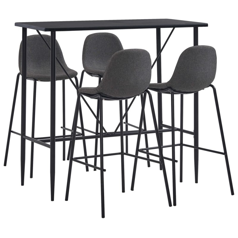 vidaXL Juego de mesa alta y taburetes 5 piezas tela gris oscuro vidaXL Juego de mesa alta y taburetes 5 piezas tela gris oscuro