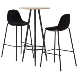 vidaXL Juego de mesa alta y taburetes 3 piezas tela negra
