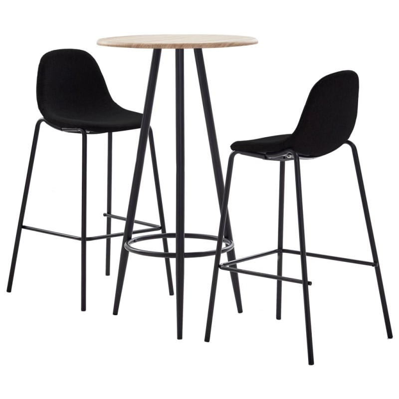 vidaXL Juego de mesa alta y taburetes 3 piezas tela negra vidaXL Juego de mesa alta y taburetes 3 piezas tela negra