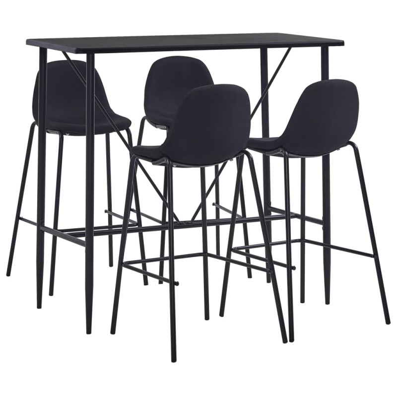 vidaXL Juego de mesa alta y taburetes 5 piezas tela negra vidaXL Juego de mesa alta y taburetes 5 piezas tela negra