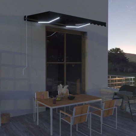 vidaXL Toldo retráctil LED y sensor de viento gris antracita 300x250cm