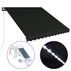 vidaXL Toldo retráctil LED y sensor de viento gris antracita 300x250cm