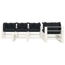vidaXL Muebles de palets de jardín 6 pzas madera cojines antracita