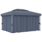 vidaXL Cenador con cortina gris antracita aluminio 4x3 m vidaXL Cenador con cortina gris antracita aluminio 4x3 m