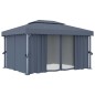 vidaXL Cenador con cortina gris antracita aluminio 4x3 m vidaXL Cenador con cortina gris antracita aluminio 4x3 m