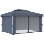 vidaXL Cenador con cortina gris antracita aluminio 4x3 m vidaXL Cenador con cortina gris antracita aluminio 4x3 m