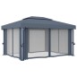 vidaXL Cenador con cortina gris antracita aluminio 4x3 m vidaXL Cenador con cortina gris antracita aluminio 4x3 m