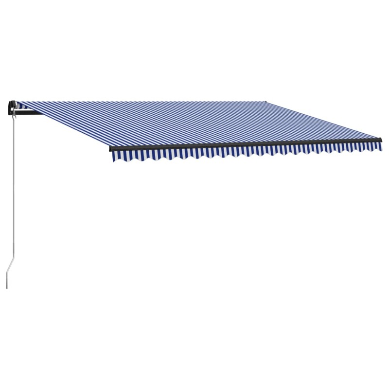 vidaXL Toldo manual retráctil azul y blanco 500x300 cm vidaXL Toldo manual retráctil azul y blanco 500x300 cm