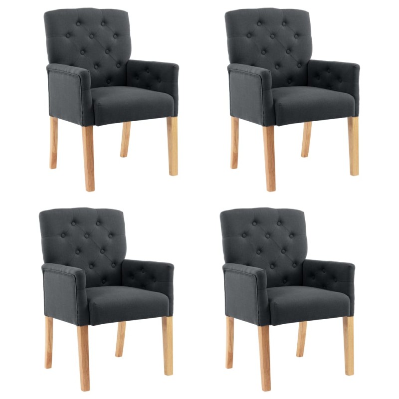 vidaXL Sillas de comedor con reposabrazos 4 unidades tela gris vidaXL Sillas de comedor con reposabrazos 4 unidades tela gris