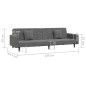 vidaXL Sofá cama de 2 plazas con dos almohadas terciopelo gris oscuro vidaXL Sofá cama de 2 plazas con dos almohadas terciopelo gris oscuro