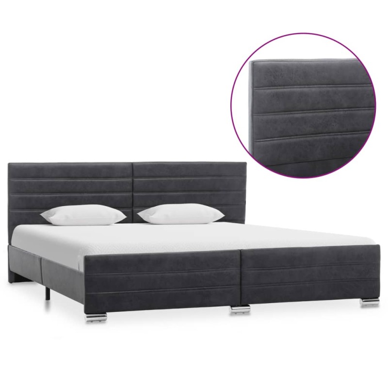 vidaXL Estructura de cama de piel de ante artificial gris 180x200 cm vidaXL Estructura de cama de piel de ante artificial gris 180x200 cm