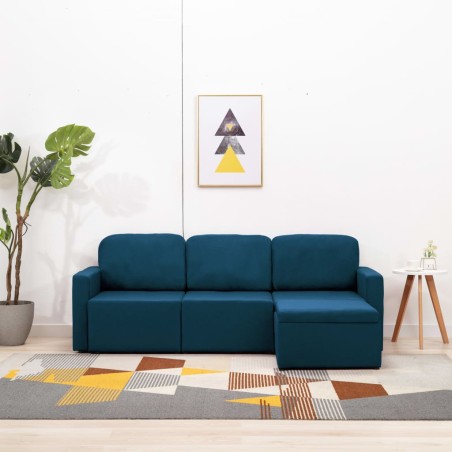 vidaXL Sofá cama modular de 3 plazas tela azul