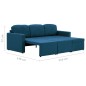 vidaXL Sofá cama modular de 3 plazas tela azul vidaXL Sofá cama modular de 3 plazas tela azul